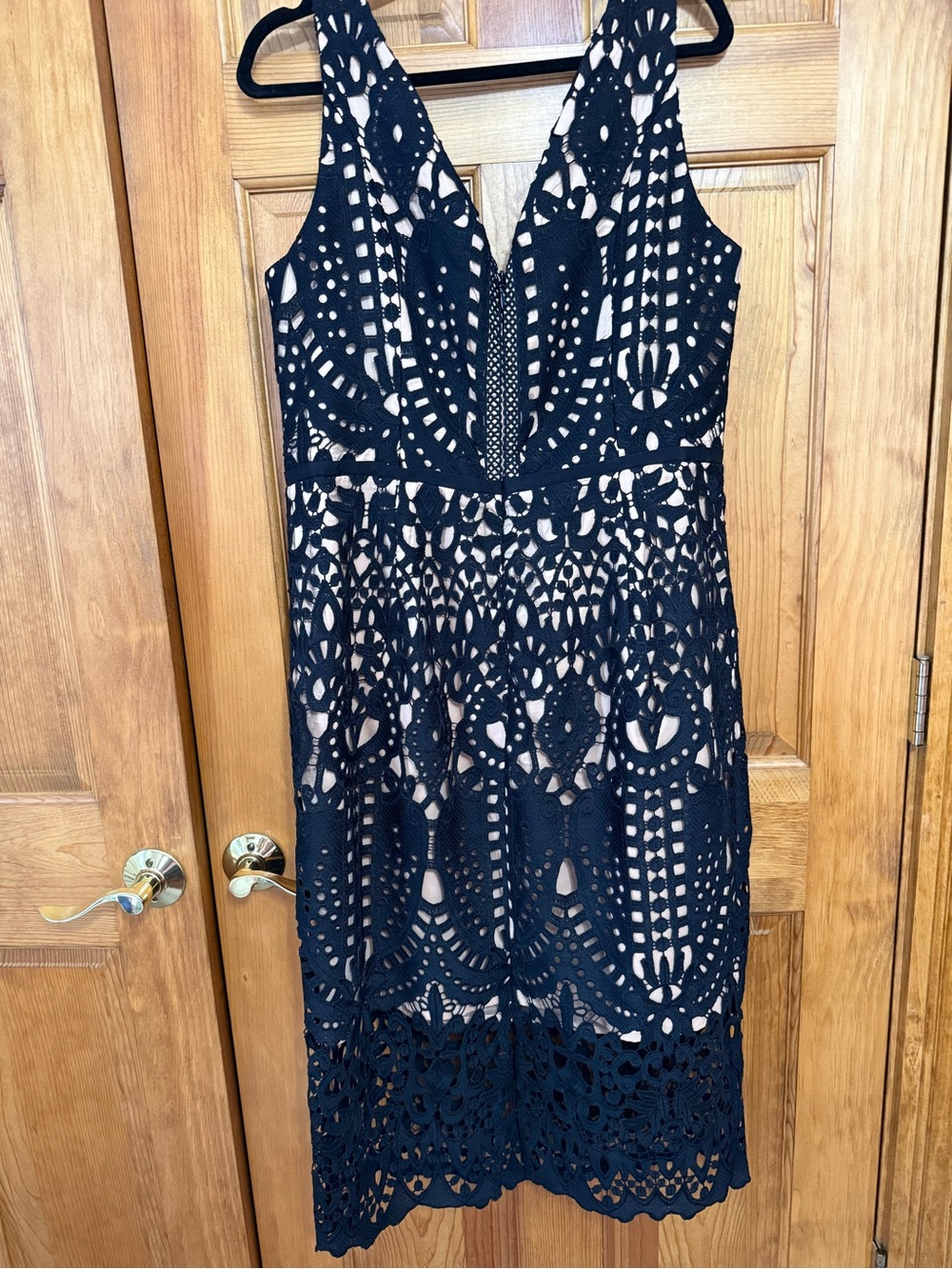 City Chic Black Lace Dress Jacket with Nude Underlay